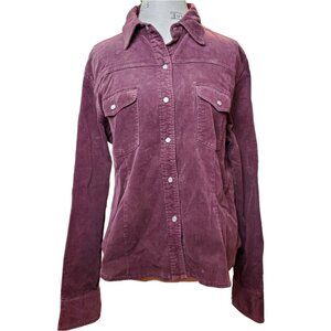 ROOTS 73 | Dark maroon two frontal pockets denim jacket dress shirt (Size M)
